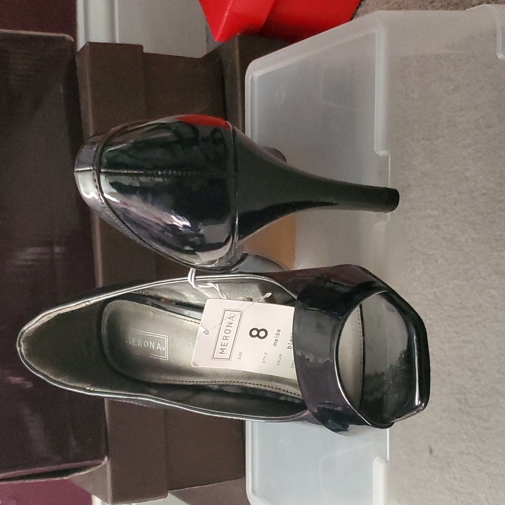 Black and grey heels